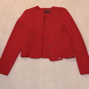 Geiger Tyro Austria Womens Red 100% Wool Cropped Jacket Size 34